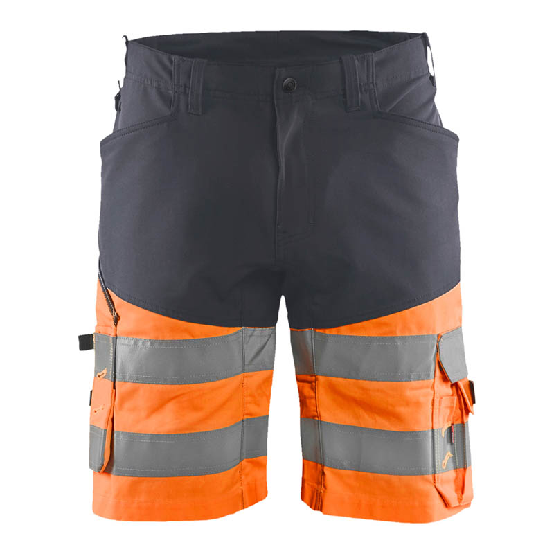 Blaklader High Vis Shorts mit Stretch Mittelgrau/High Vis Or