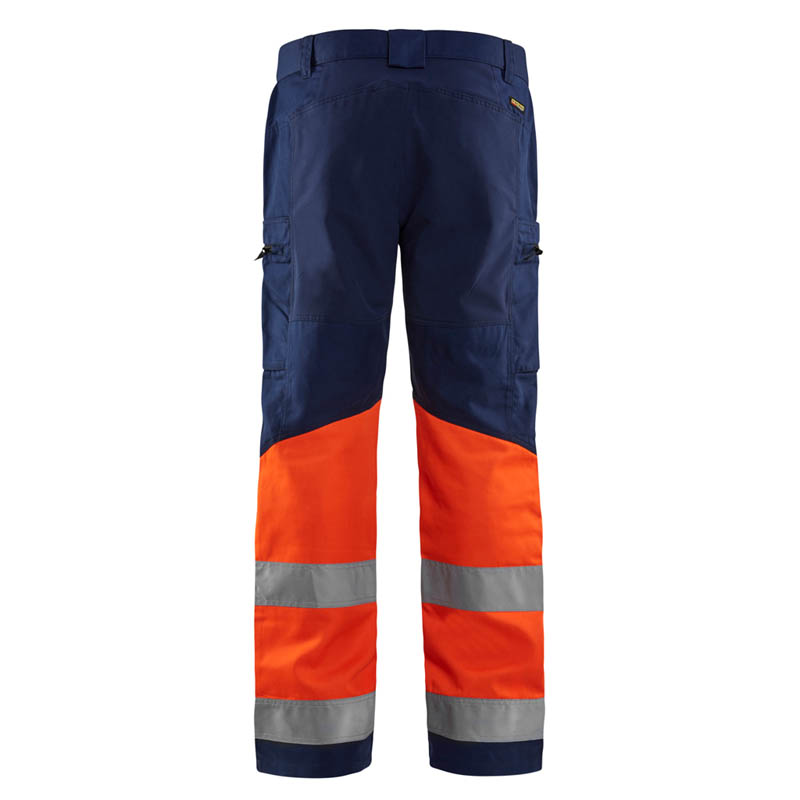 Blaklader High Vis Arbeitshose mit Stretch Marineblau/Orange
