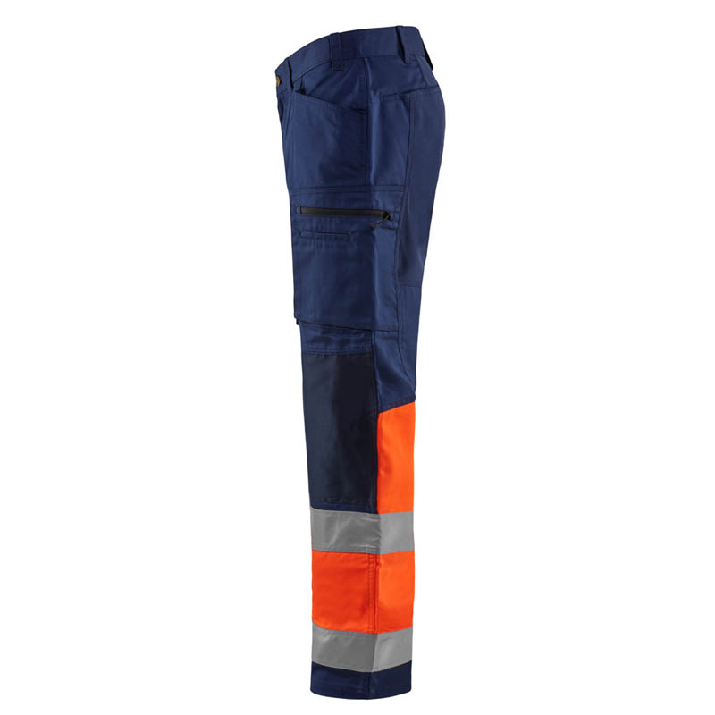 Blaklader High Vis Arbeitshose mit Stretch Marineblau/Orange