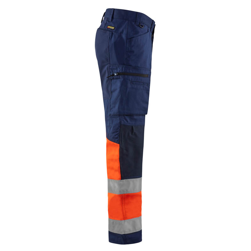 Blaklader High Vis Arbeitshose mit Stretch Marineblau/Orange