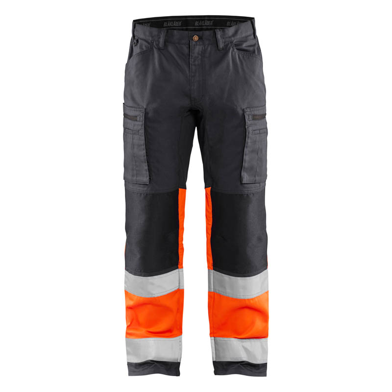 Blaklader High Vis Arbeitshose mit Stretch Mittelgrau/High V