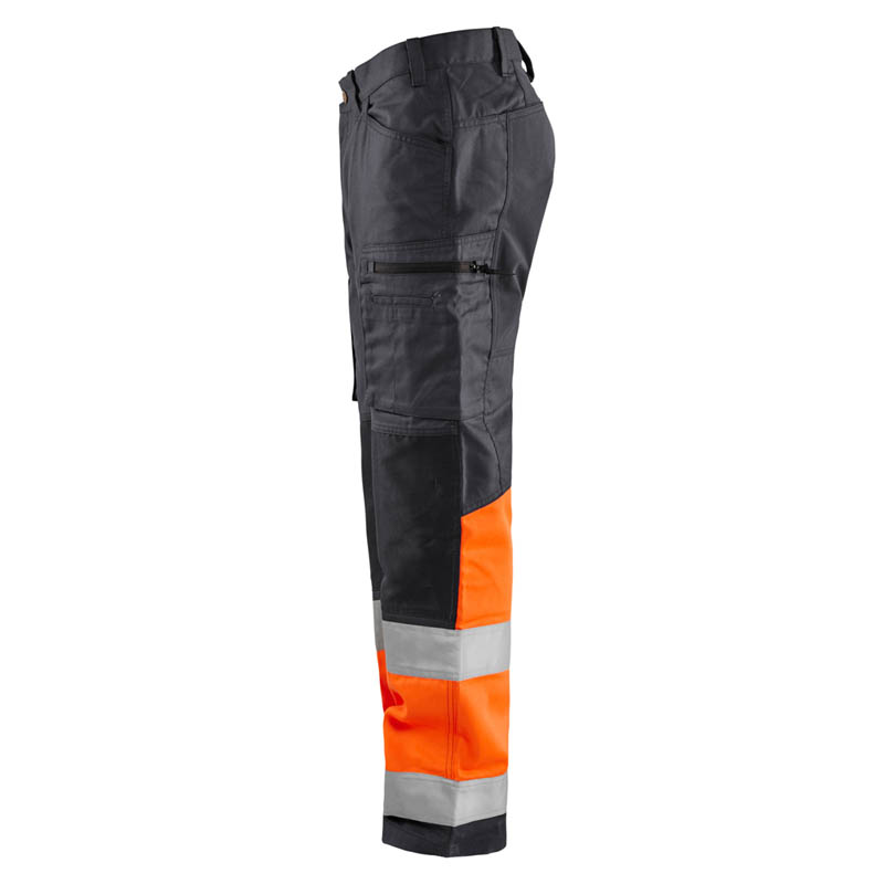 Blaklader High Vis Arbeitshose mit Stretch Mittelgrau/High V
