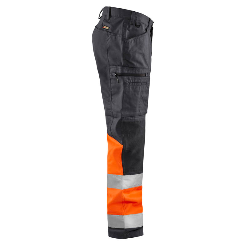 Blaklader High Vis Arbeitshose mit Stretch Mittelgrau/High V