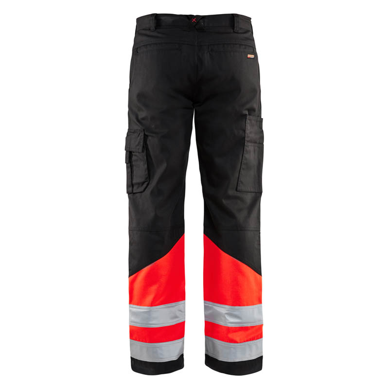 Blaklader High Vis Arbeitshose Schwarz/High Vis Rot C44