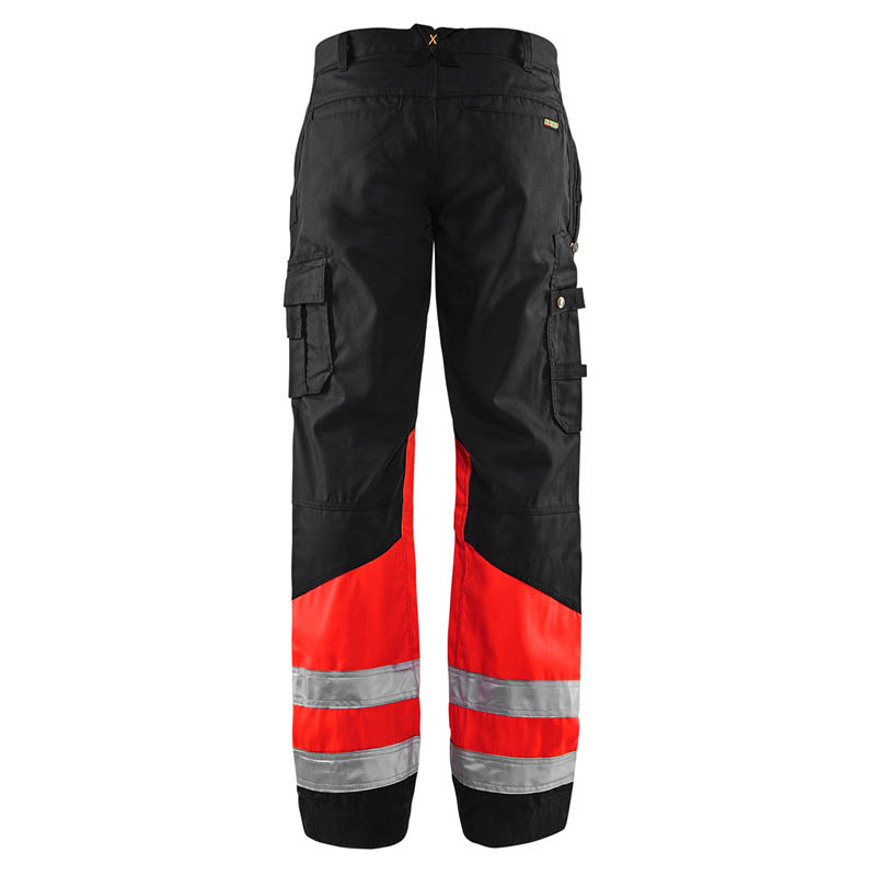 Blaklader High Vis Arbeitshose Schwarz/High Vis Rot C44