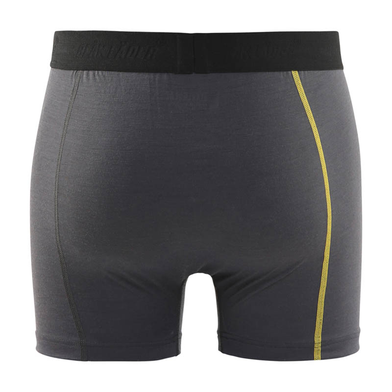 Blaklader Boxer Shorts XLIGHT, 100% Merino Dunkelgrau/Gelb L