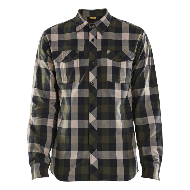 Blaklader Flannel shirt Dunkel Olivegrün/Schwarz 4XL
