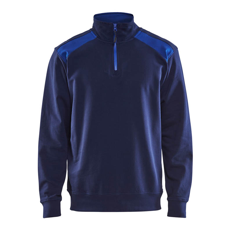 Blaklader Sweater mit Half-Zip 2-farbig Marineblau/Kornblau