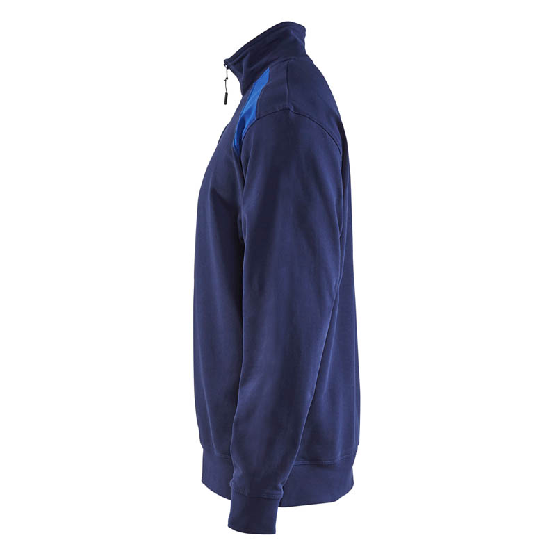 Blaklader Sweater mit Half-Zip 2-farbig Marineblau/Kornblau