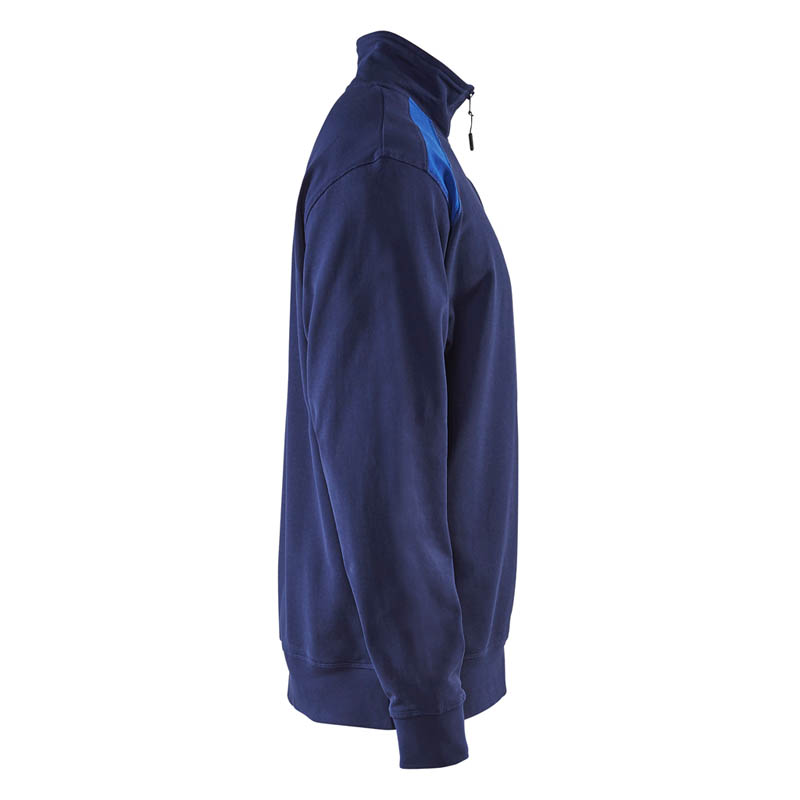Blaklader Sweater mit Half-Zip 2-farbig Marineblau/Kornblau