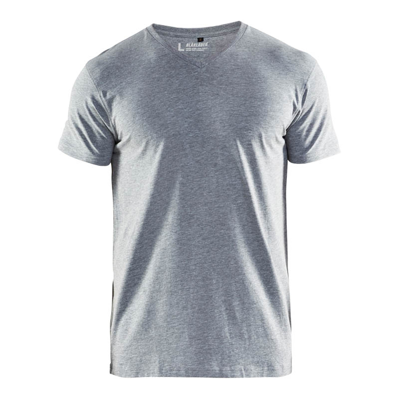 Blaklader T-Shirt, V-Kragen Grau Melange 4XL