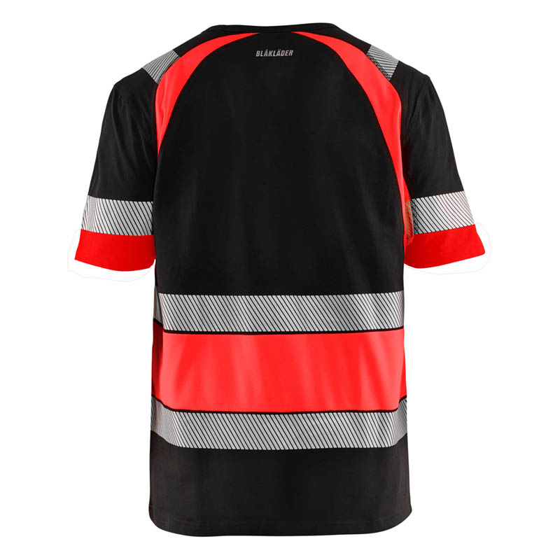Blaklader High vis T-shirt Schwarz/High Vis Rot 4XL