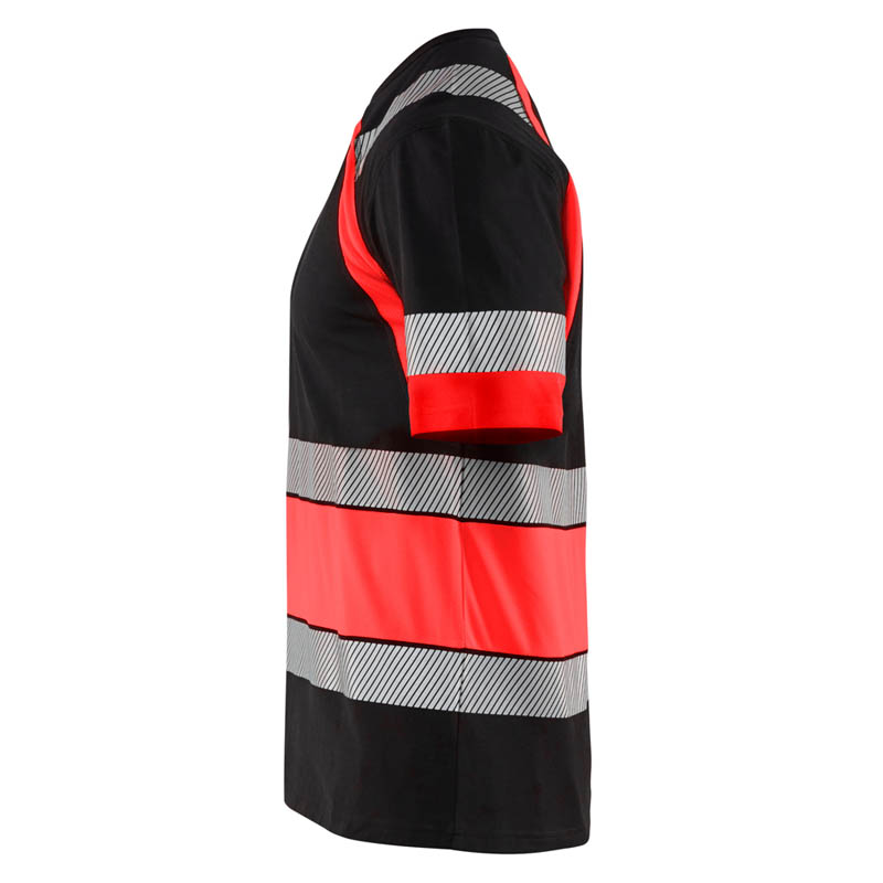 Blaklader High vis T-shirt Schwarz/High Vis Rot 4XL