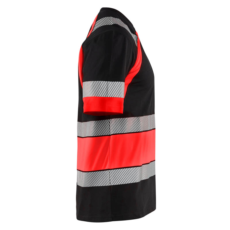 Blaklader High vis T-shirt Schwarz/High Vis Rot 4XL