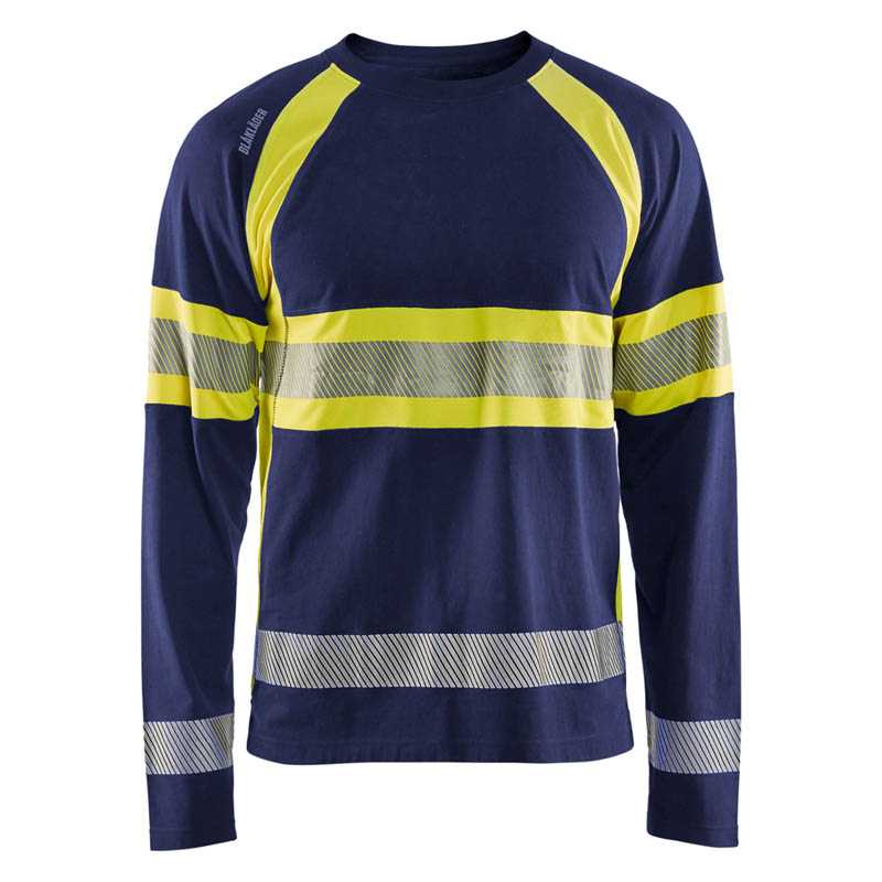 Blaklader High Vis Shirt langärmelig Marineblau/Gelb 4XL
