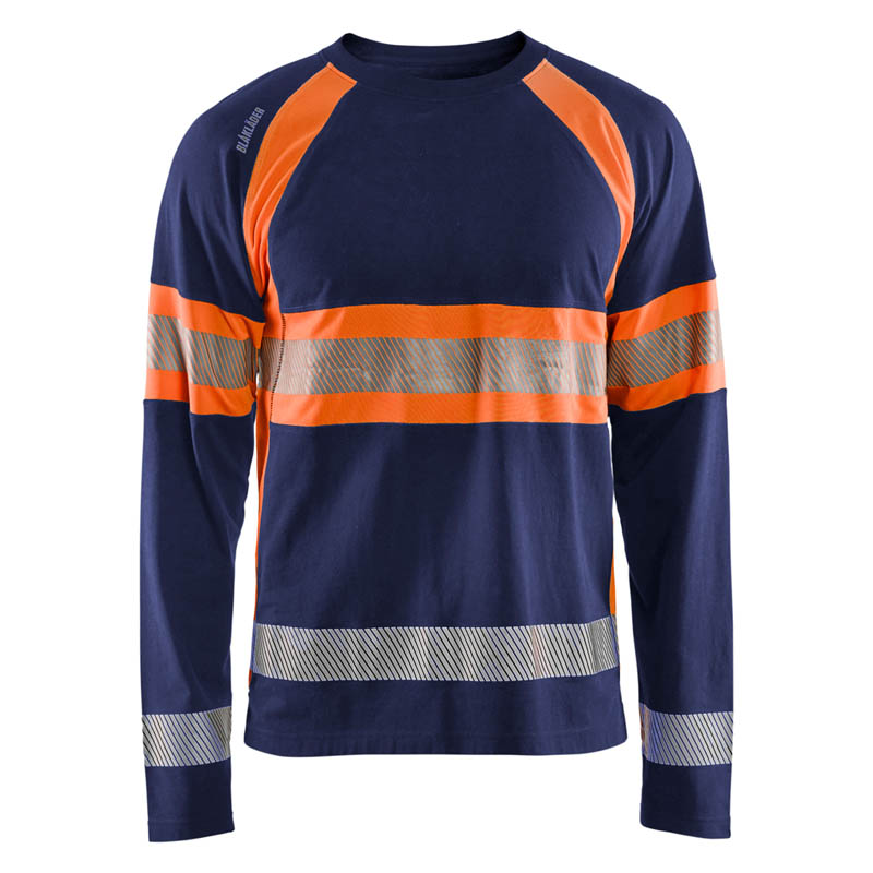 Blaklader High Vis Shirt langärmelig Marineblau/Orange 4XL