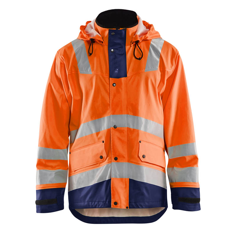 Blaklader Regenjacke Level 2 High Vis Orange/Marineblau 4XL