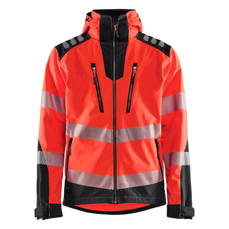 Blaklader High Vis Softshell Jacke High Vis Rot/Schwarz 4XL