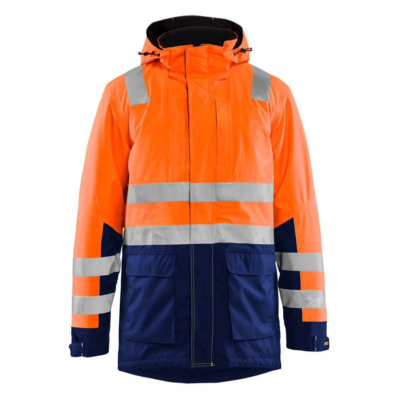 Blaklader High Vis Parka High Vis Orange/Marineblau 4XL