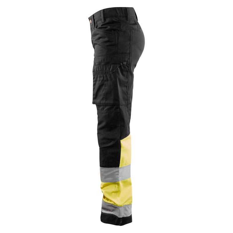 Blaklader Damen High Vis Arbeitshose mit Stretch Schwarz/Gel