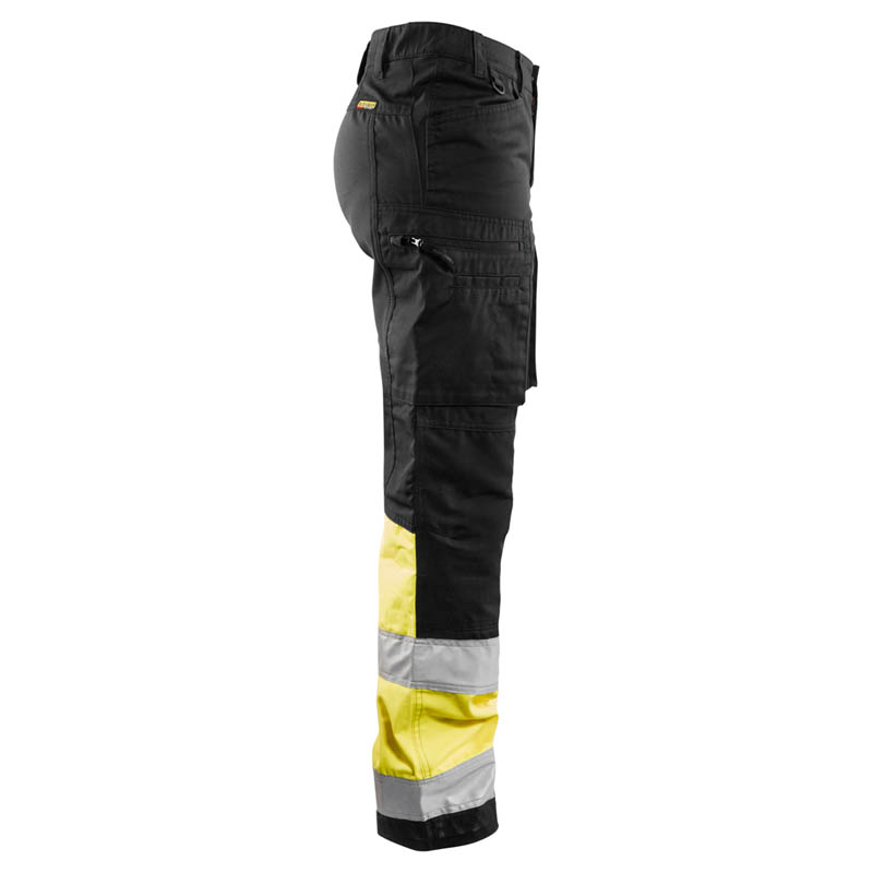 Blaklader Damen High Vis Arbeitshose mit Stretch Schwarz/Gel