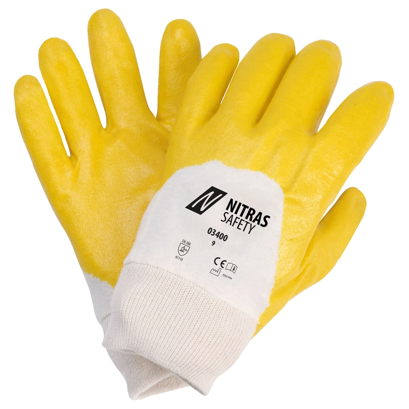 NITRAS Nitrilhandschuhe, naturfarben / gelb, EN 388, 12P