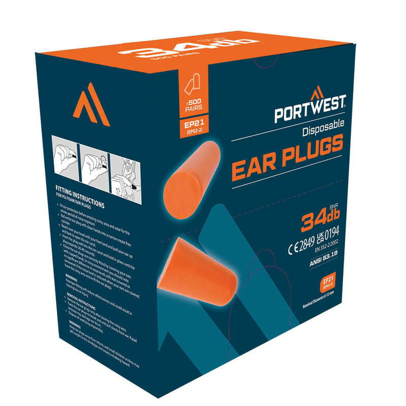 Portwest Ear Plug Dispenser Refill Pack (500 pairs) 