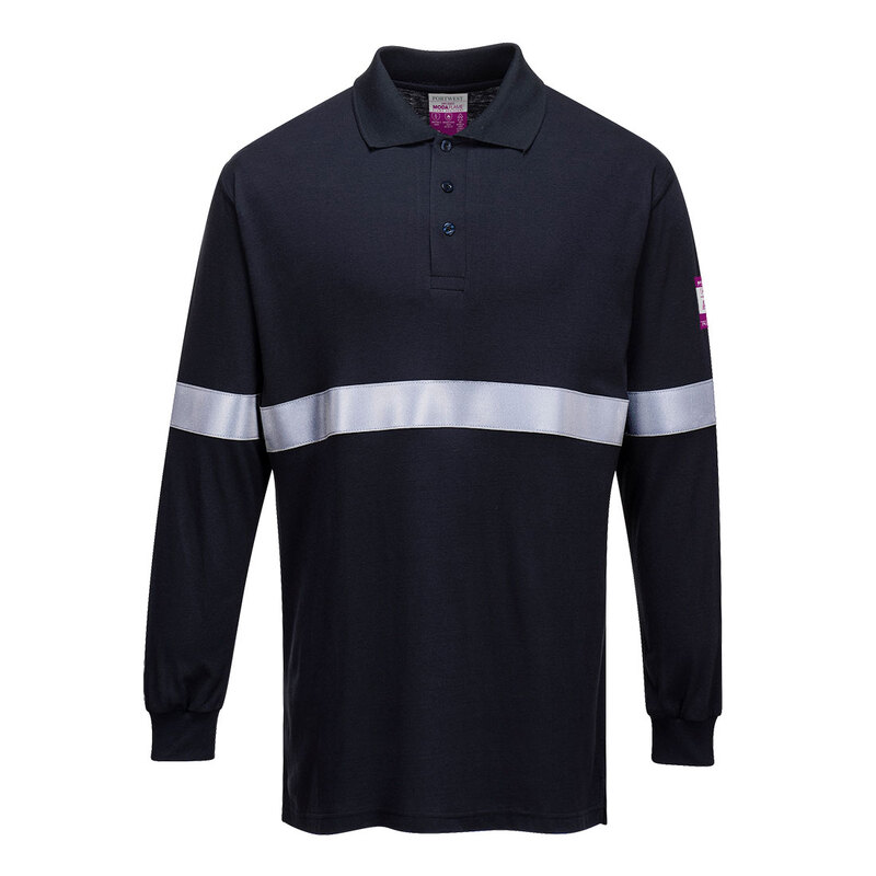 Portwest Flame Resistant Anti-Static Long Sleeve Polo Shirt 
