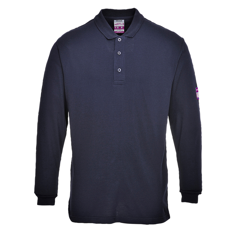 Portwest Flame Resistant Anti-Static Long Sleeve Polo Shirt