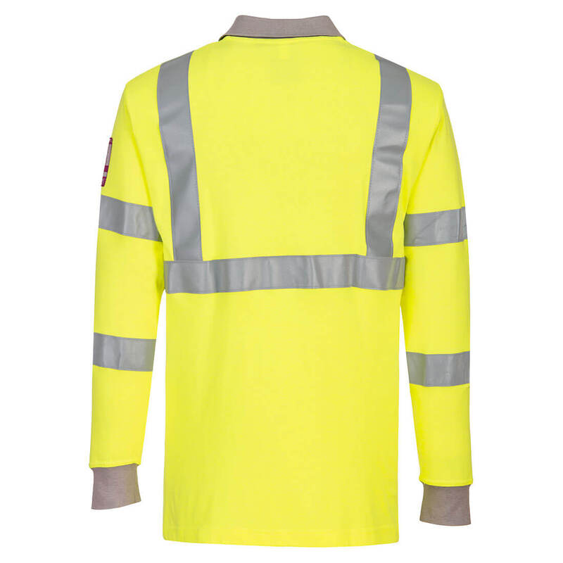 Portwest Flame Resistant Anti-Static Hi-Vis Long Sleeve Polo