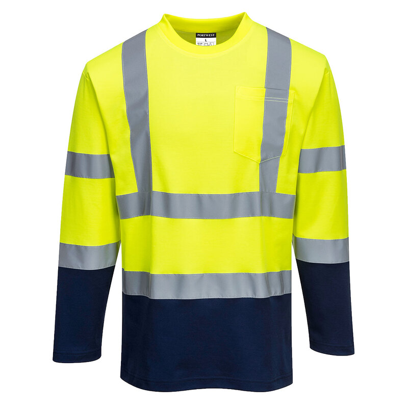 Portwest Hi-Vis Cotton Comfort Contrast T-Shirt L/S 