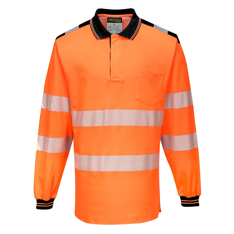 Portwest PW3 Hi-Vis Cotton Comfort Polo Shirt L/S 